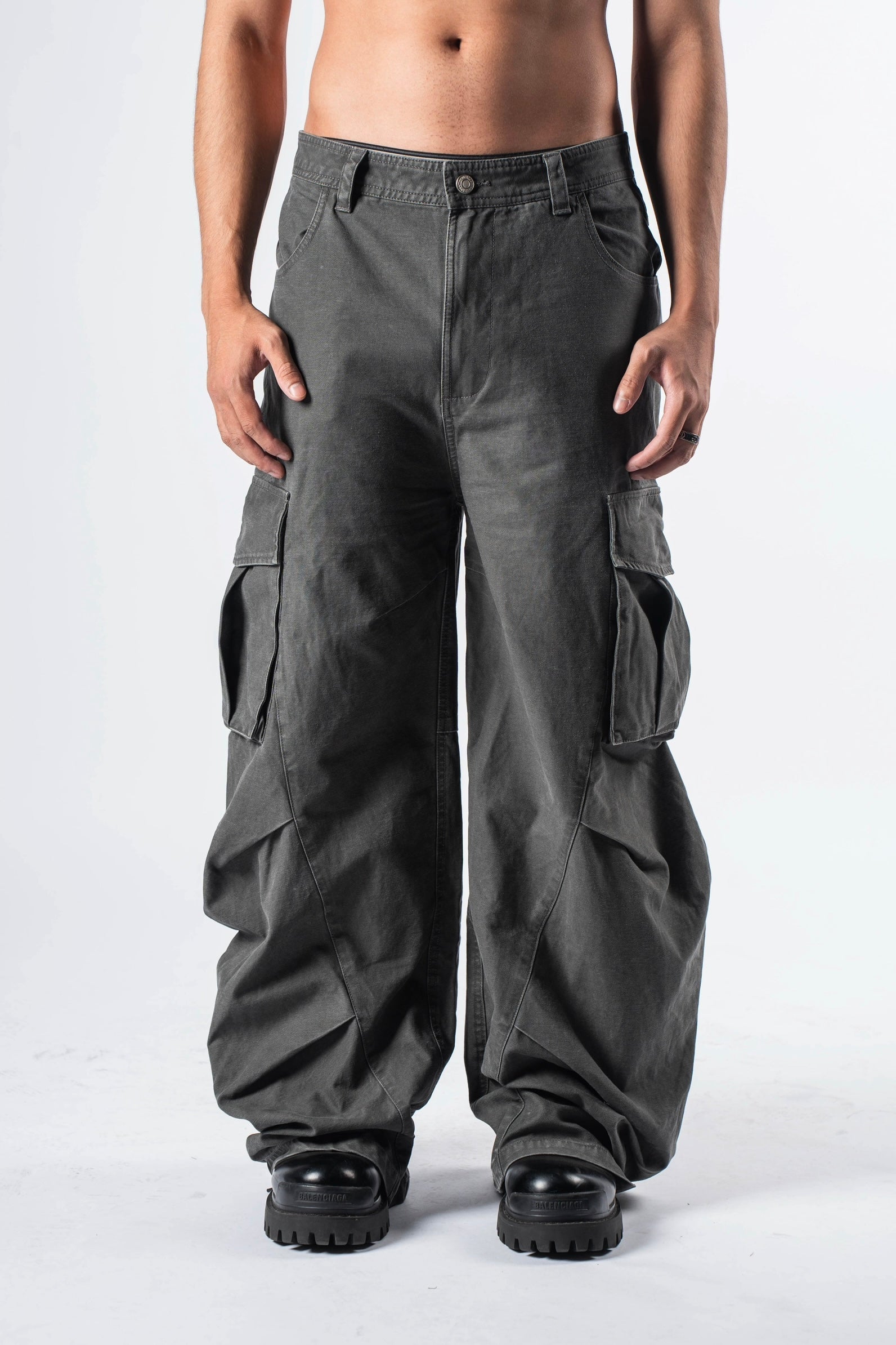 Lace-Back Cargos Stone Grey