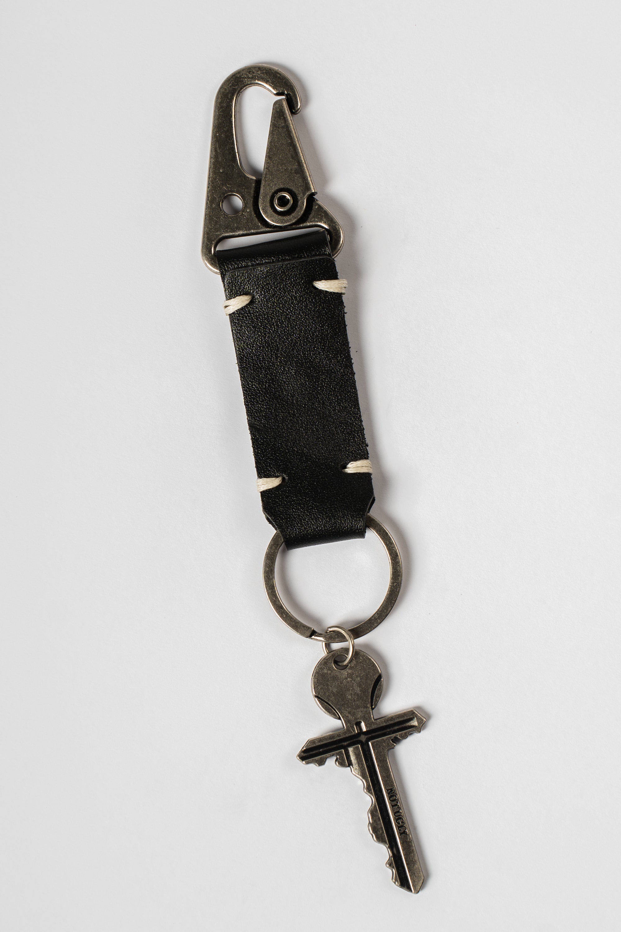 Crucifix Leather Keychain Black