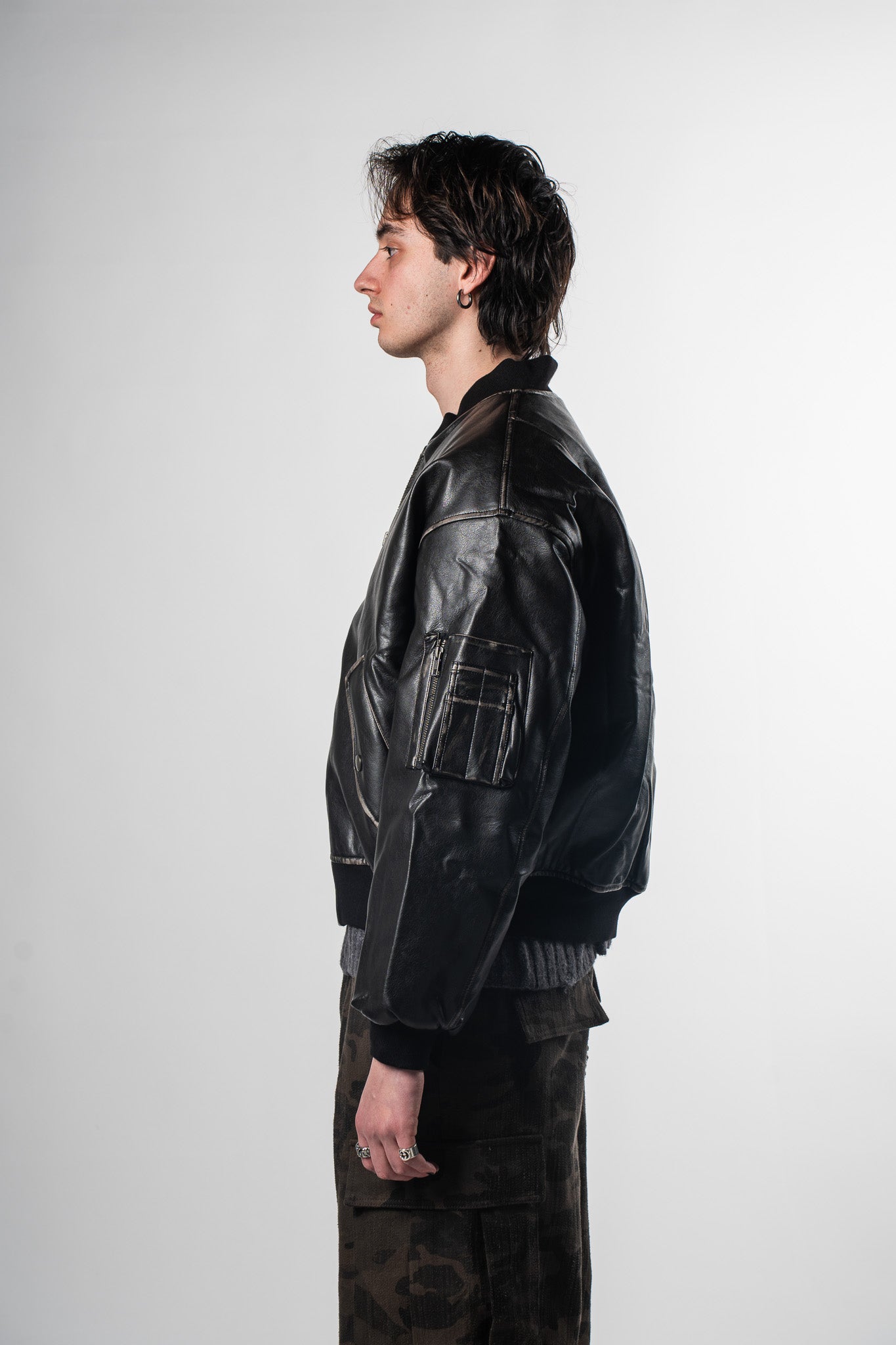 Faded Leather Bomber