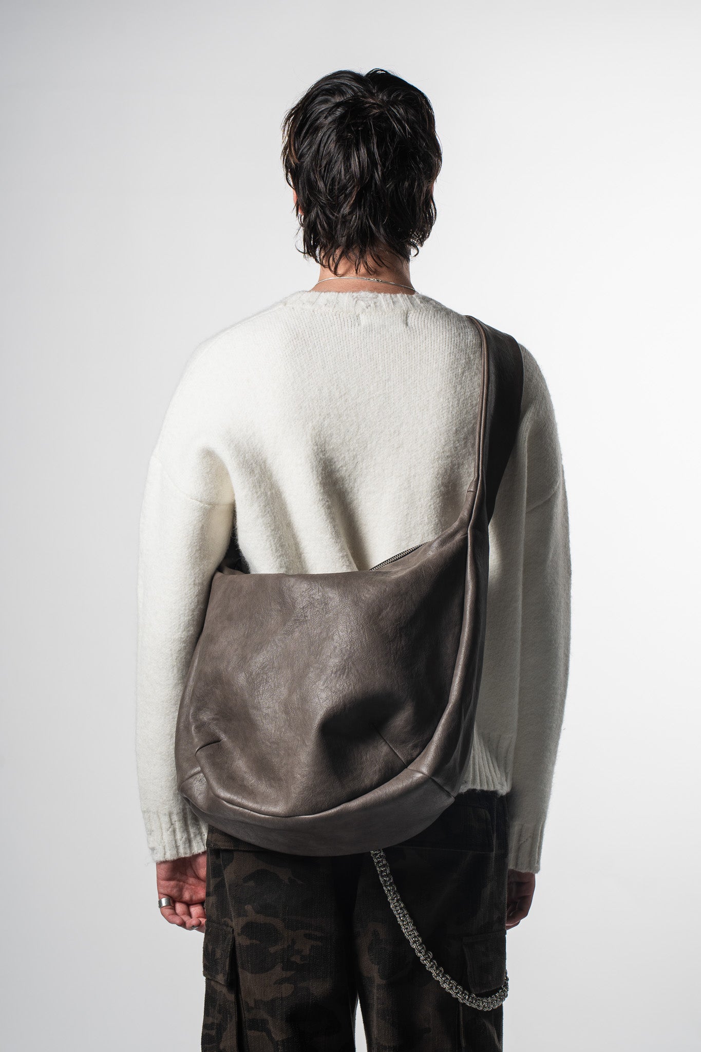 Mottled Leather Sling Bag Brown