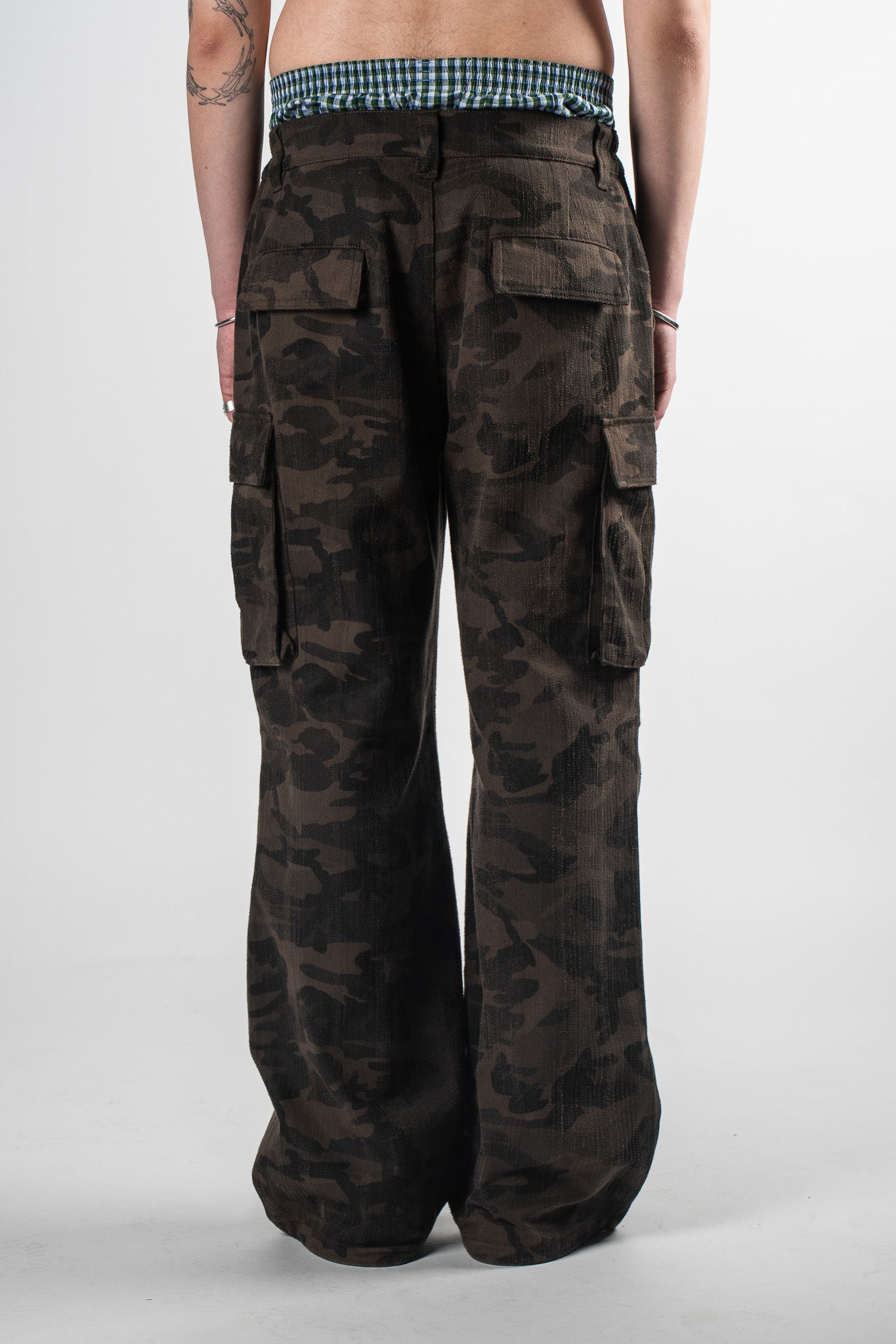 Distressed Camo Parachute Pants