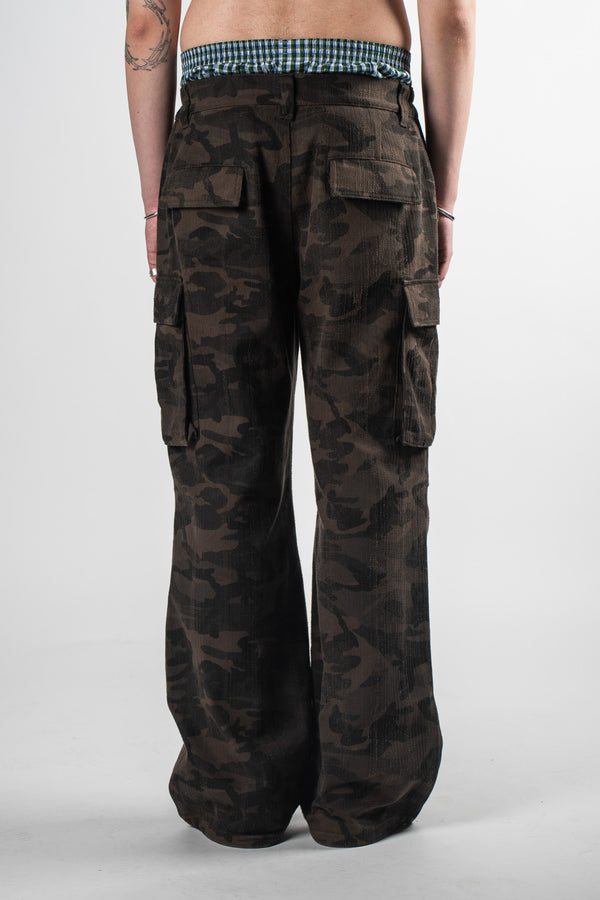 Distressed Camo Parachute Pants